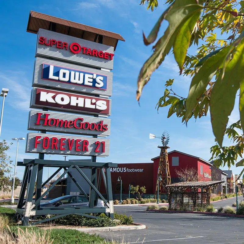 Signs for Target, Lowes, Kohl's, HomeGoods, Forever 21 signs are pictured at Menifee Countryside Marketplace