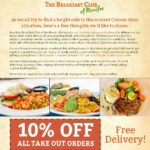 Breakfast Club 10% Off Take Out Orders