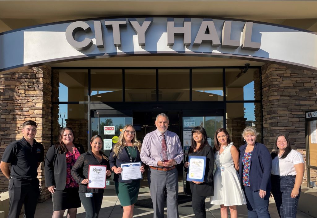 Menifee's Leadership team is pictured receiving an Inland Empire Economic Partnership Award for Business Retention and Expansion